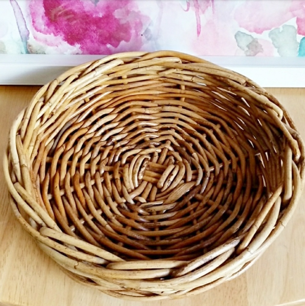 Rustic Boho Rattan Circle Basket